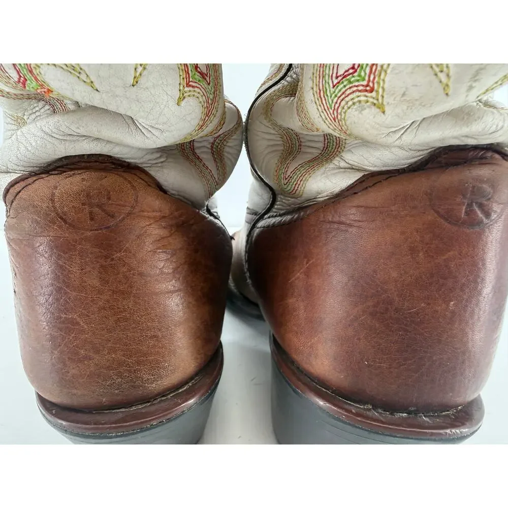Tony Lama Mustang Beige Buckaroo RR2007L Western Cowgirl Boots Concerts Size 7.5